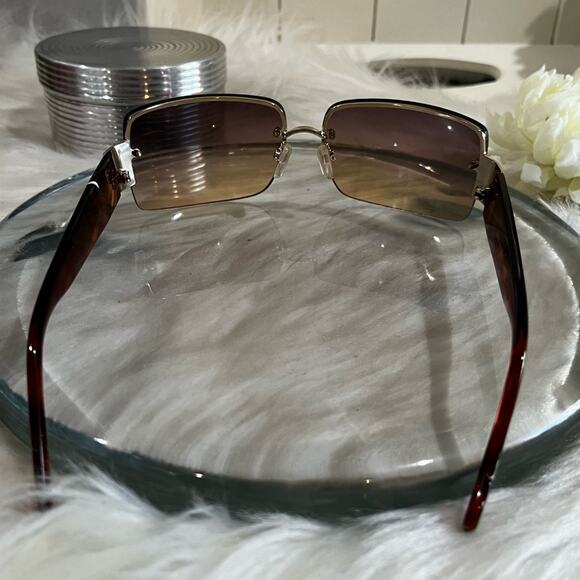NEW Fantas-Eyes Y2K Rimless Square Oversized Tortoise Gradient Sunglasses NWOT - Picture 3 of 16